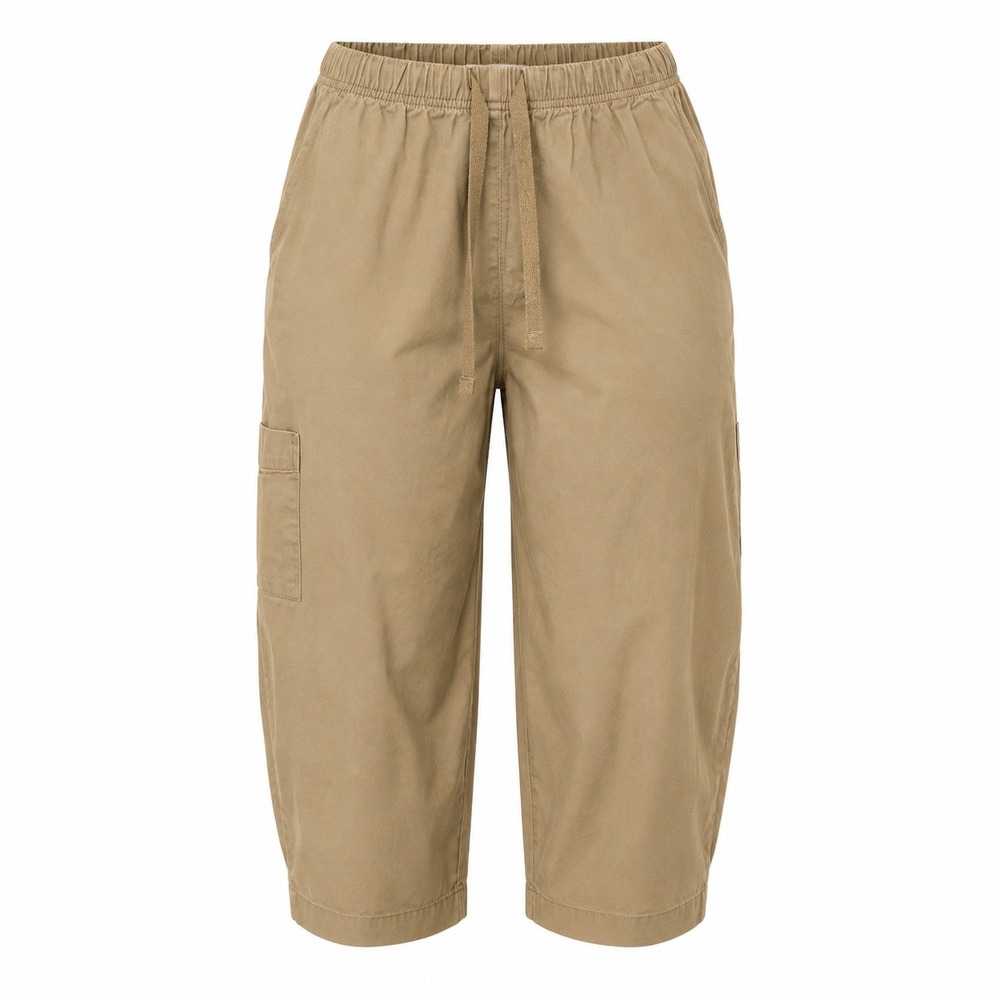 Y2K Capris Basic Editions Gorpcore Tan Capri Barrel Leg Pant Utility Cargo - M